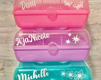 Personalized glitter Caboodle/ Make up case/ Accessory case/girl gift/ cute girly gift/sleepover favors/caboodle case
