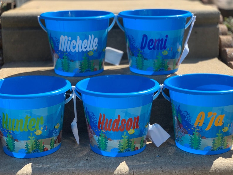Personalized Beach Bucket With Shovel, Ocean Party Favor - Etsy