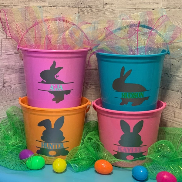 Personalized Easter bucket/ bunny pail/ Easter bunny pail/ girl bunny Easter bucket/ boy bunny Easter basket