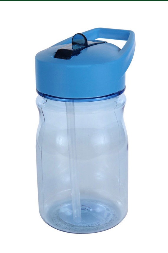 Small Plastic Water Bottles with Flip-Up Straws, 13 oz.