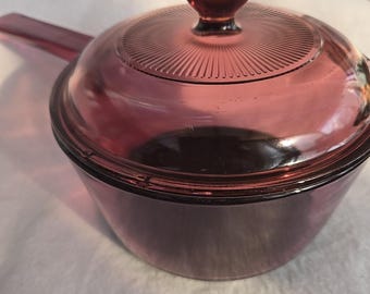 Vintage Pyrex framboos 1 liter pot en deksel Made in USA