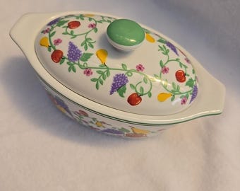 Mantequera con forma de barca de Cook Street Baby, diseño de frutas, 3 piezas, estilo rústico campestre.