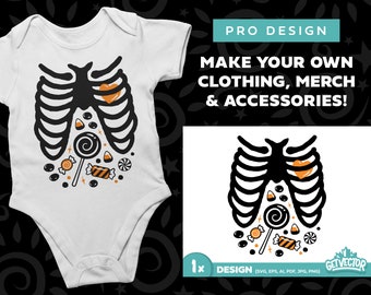 Diseño SVG de esqueleto de bebé de caramelo: Archivo de corte Cricut de Halloween