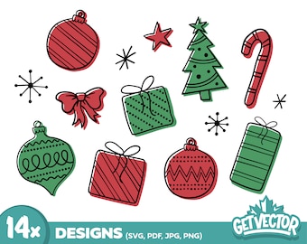 Christmas Doodles SVG Bundle: Winterferien Designs (Digitaler Download)