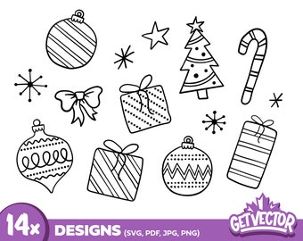Paquete SVG de garabatos navideños: archivos de corte navideños (14 diseños)