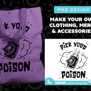 PICK YOUR POISON (svg design, halloween party, halloween, poison, party shirt, tote bag, bartender shirt, cricut cut files, silhouette)
