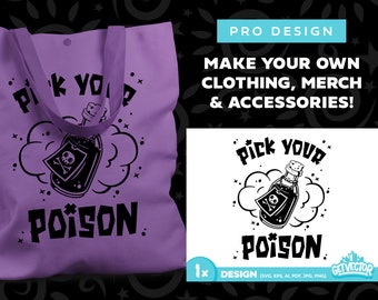 ELIGE TU VENENO (diseño svg, fiesta de halloween, halloween, veneno, camisa de fiesta, bolso de mano, camisa de camarero, archivos de corte cricut, silueta)