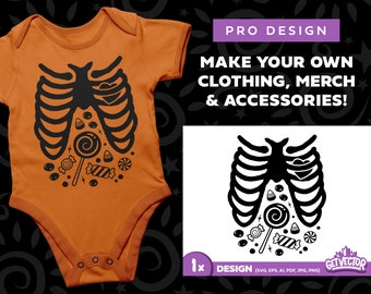 Esqueleto de caramelo SVG: Diseño de golosinas de Halloween (Descarga digital)