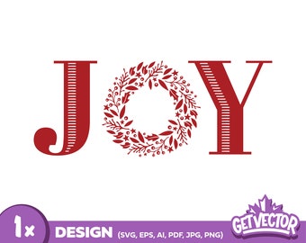 Corona de alegría vectorial: SVG navideño, archivo de corte de silueta de Cricut