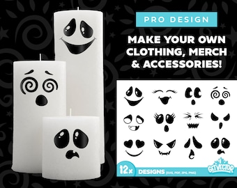 Geist Gesichter SVG Bundle: Gruselige Halloween Kürbis Gesichter (Cricut, Silhouette)