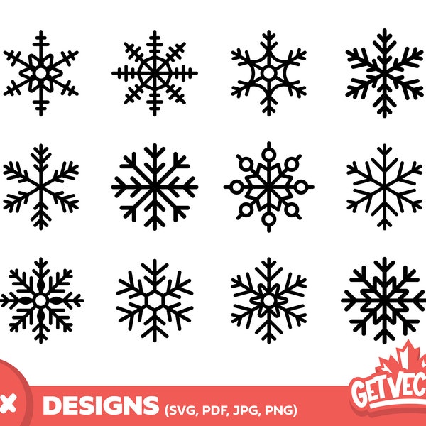 12x SNOWFLAKES (svg bundle, christmas, winter, snow flake, christmas snowflake svg, winter svg, christmas png, cricut cut files, silhouette)