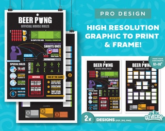 Beer Pong Regeln & Turnierbaum Drucke (12x18) (Digital Download)