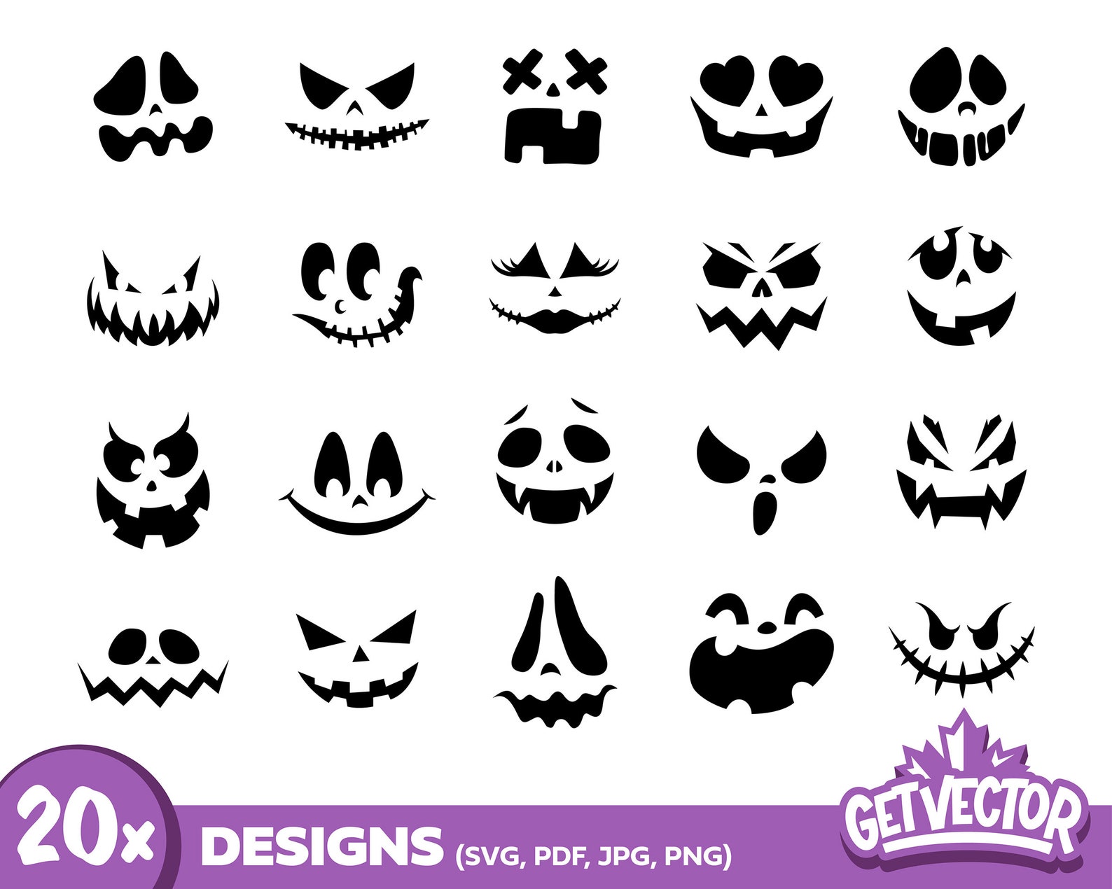 20x PUMPKIN FACES svg Bundle Jack-o-lantern Faces Pumpkin - Etsy