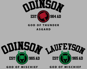 Odinson & Laufeyson hero logos svg for Cricut/Silhouette, perfect for vacation shirts