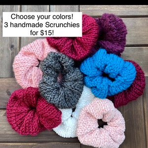 Scrunchies for Hair, Stocking Stuffer Accessories, Knit Crochet Scrunchies for Hair Ties, Colorful Elastic Hair Ties for Women Girls Teens