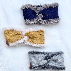 Faux Fur Ear Warmer Twisted Pattern Earmuff, Messy Bun Ponytail Ear Warmer Hoofdband, Custom Winter Hoofdband, Ponytail Hat