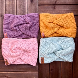 Twisted Headband Ear Warmer Solid Color, Twisted Earmuff Headband for Summer, Cute Knit Crochet Earwarmer