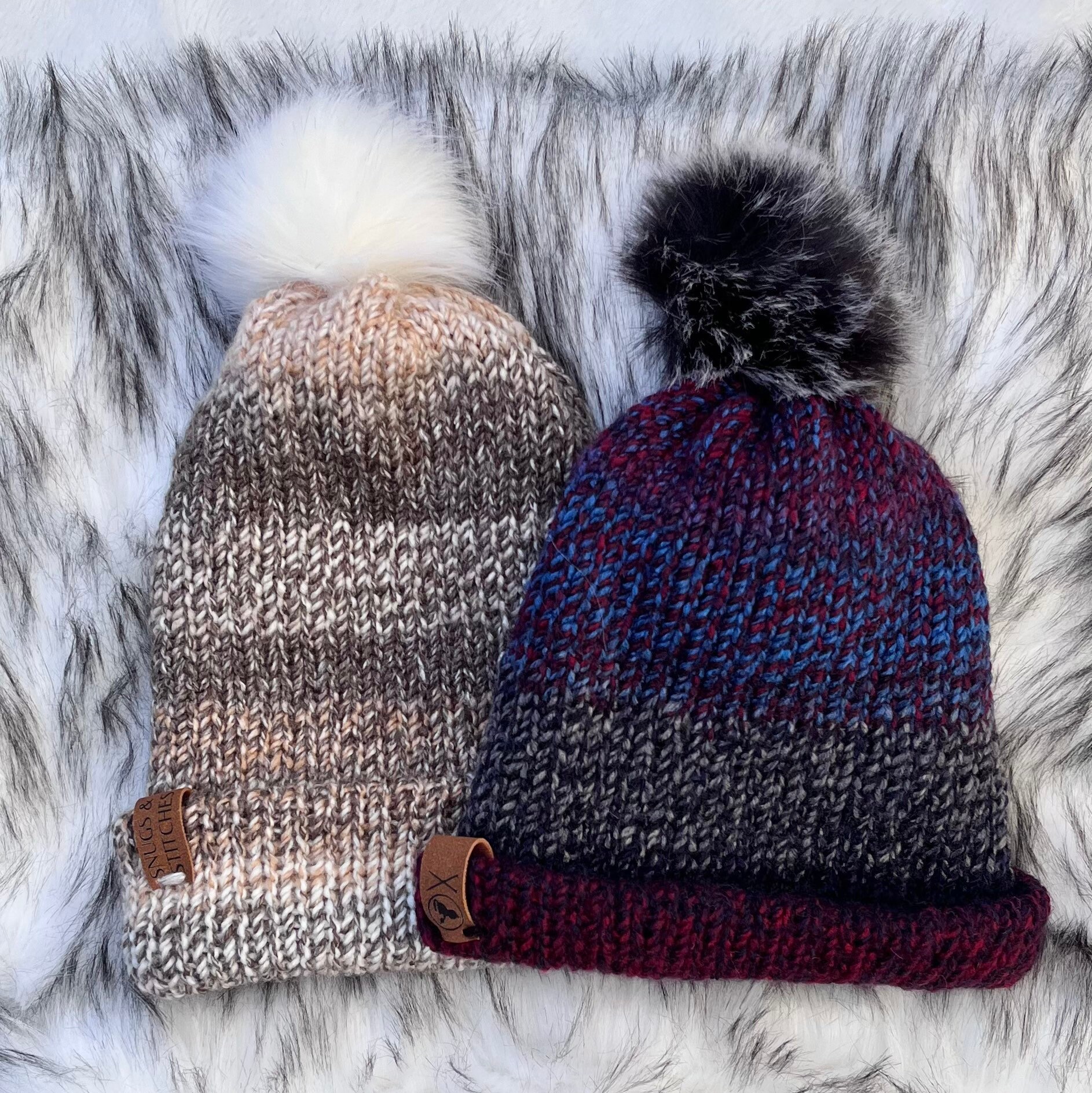 Reversible Color Block Beanie, Color Stripes Hat, Removable 