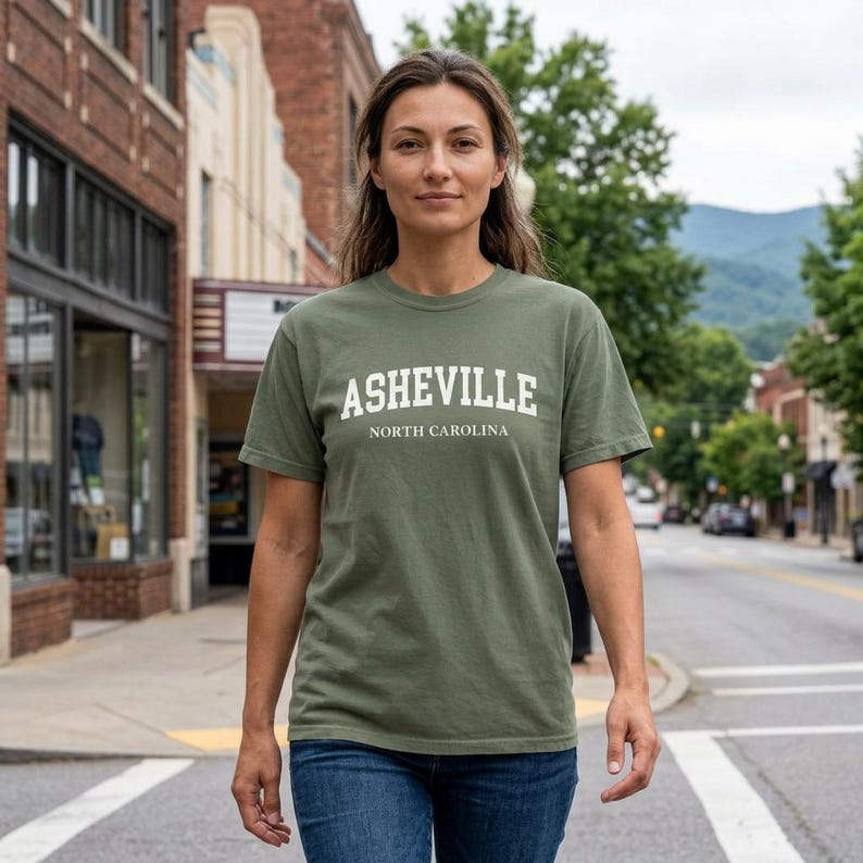 Asheville North Carolina Comfort Colors® T-Shirt | Vintage College Style Asheville NC Tee image 1