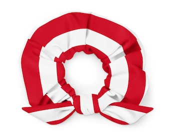 Scrunchie van gerecycled polyestermix met afneembaar strikdetail