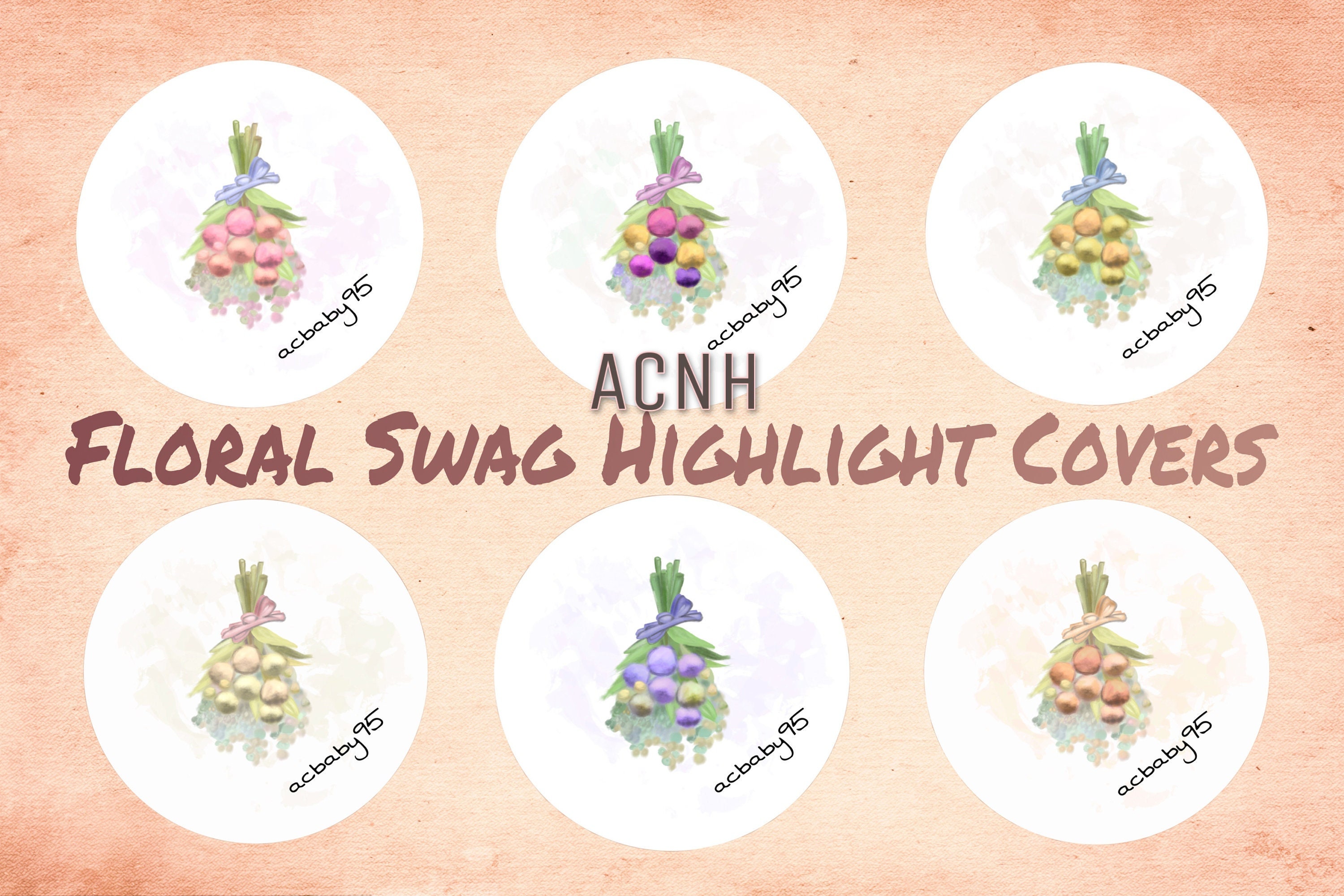 6 Floral Swag ACNH Highlight Covers Etsy