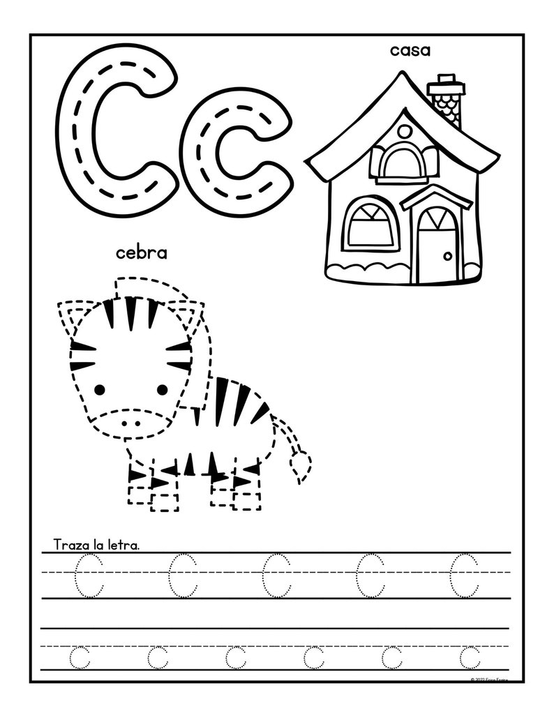 Spanish Alphabet Worksheets for Homeschool Prek Kindergarten Tracing