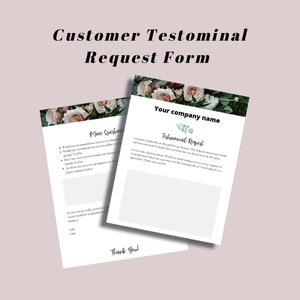 Testimonial Anfrageformular, Testimonial Anfrage zum Ausdrucken, Kundenfragebogen, Canva Vorlage, Kunden-Feedback-Vorlage,
