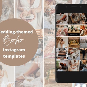 74 Boho Wedding Planner Instagram Vorlagen, Hochzeit Social Media Posts, Canva Vorlagen für Hochzeitsprofis