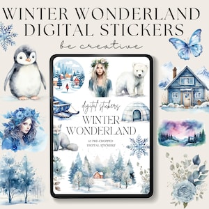 Winter Wonderland Digital Planner Stickers | Digital Sticker Book | Goodnotes Stickers | December Stickers | Goodnotes Planner | Ice Blue