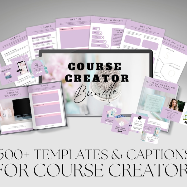 Canva Course Creator Bundle, Course Creator Templates, Course Template Bundle, Course Creator Toolkit, Editable Canva Templates, Influencer