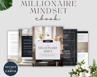 Millionaire Mindset Ebook, The Millionaire SHIFT | 36-Page Wealth Mindset Guide | Financial Success PDF | Digital Self Help Book | Canva
