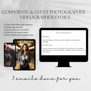 Welcome Email Sequence For Photographers and Videographers, Done For You Marketing Templates for Photography and Video Businesses