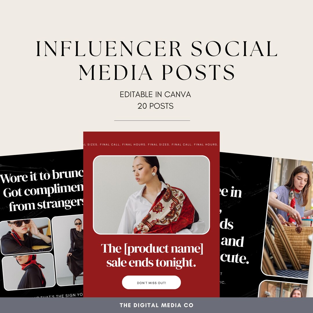 Influencer Sample Posts Influencer Social Media Posts, Canva Template, Editable Instagram ...