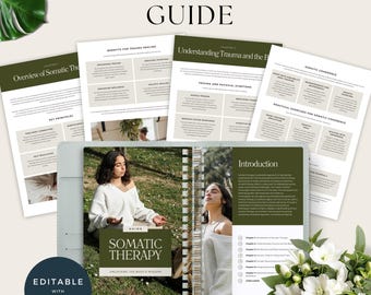Somatic Therapy Guide, Printable, Mental Health Workbook, Trauma Healing Journal, Body Awareness, Mindfulness Therapy PDF, Canva Editable