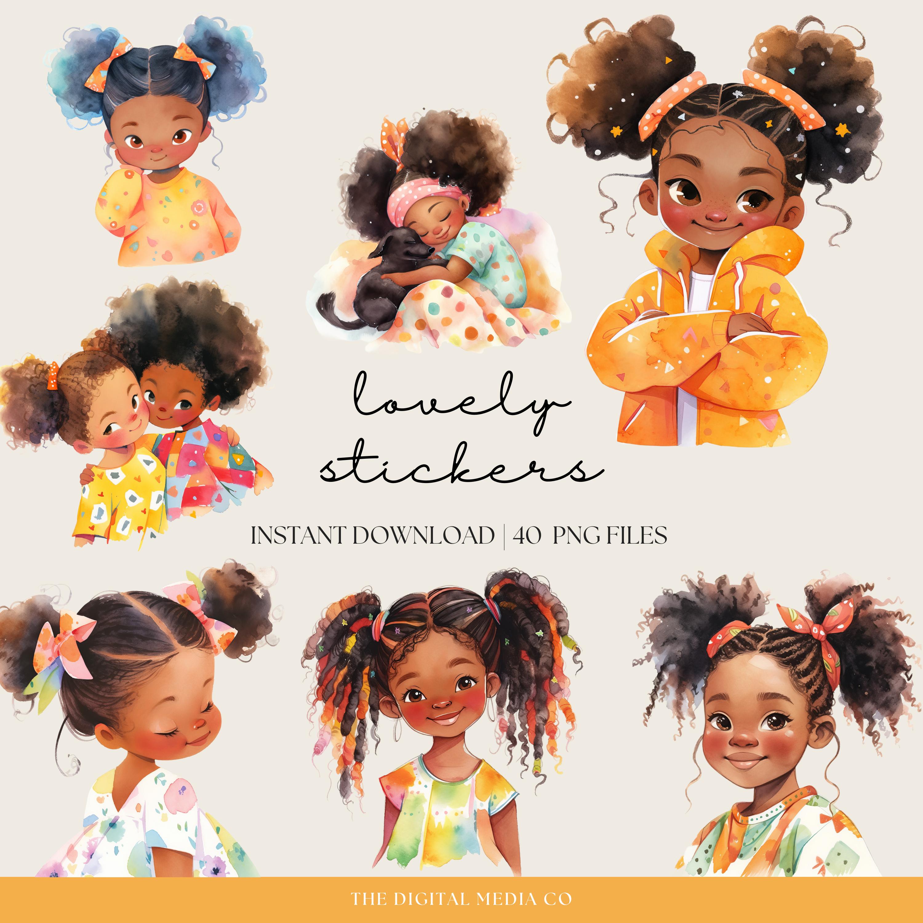 Black Girl Digital Stickers, Cute Planner Stickers for Black Women ...