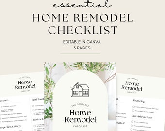 Home Renovation Planner | Room By Room List | Renovation Checklist | Interior Design Project Planner | Home Remodel Planner Budget Sheet