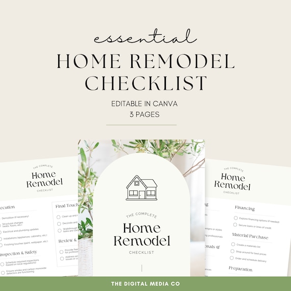 Home Renovation Planner | Room By Room List | Renovation Checklist | Interior Design Project Planner | Home Remodel Planner Budget Sheet