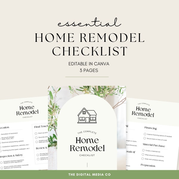 Home Renovation Planner | Room By Room List | Renovation Checklist | Interior Design Project Planner | Home Remodel Planner Budget Sheet