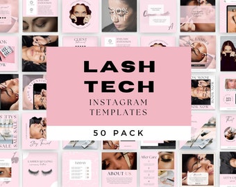 Lash Salon Instagram Posts | Eye Lash Beauty | Lash Care Templates | Canva Template | Lash Technician Templates | Pink Spa Marketing