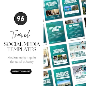 Travel Social Media Templates, Editable Canva Templates for Instagram & Facebook, Travel Agent Marketing, Trip Advisor Promotional Info