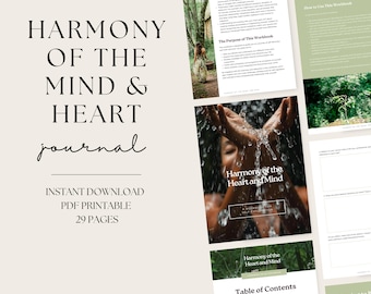 Mind and Heart Journal,  Guided Worksheets for Personal Growth, Mental Health Planner, Printable Wellbeing Workbook, Life Coach