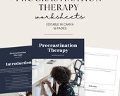 Procrastination Therapy Worksheets Printable, Mental Health Workbook, Self Help Journal, Productivity Planner, Mindset PDF, Canva Template