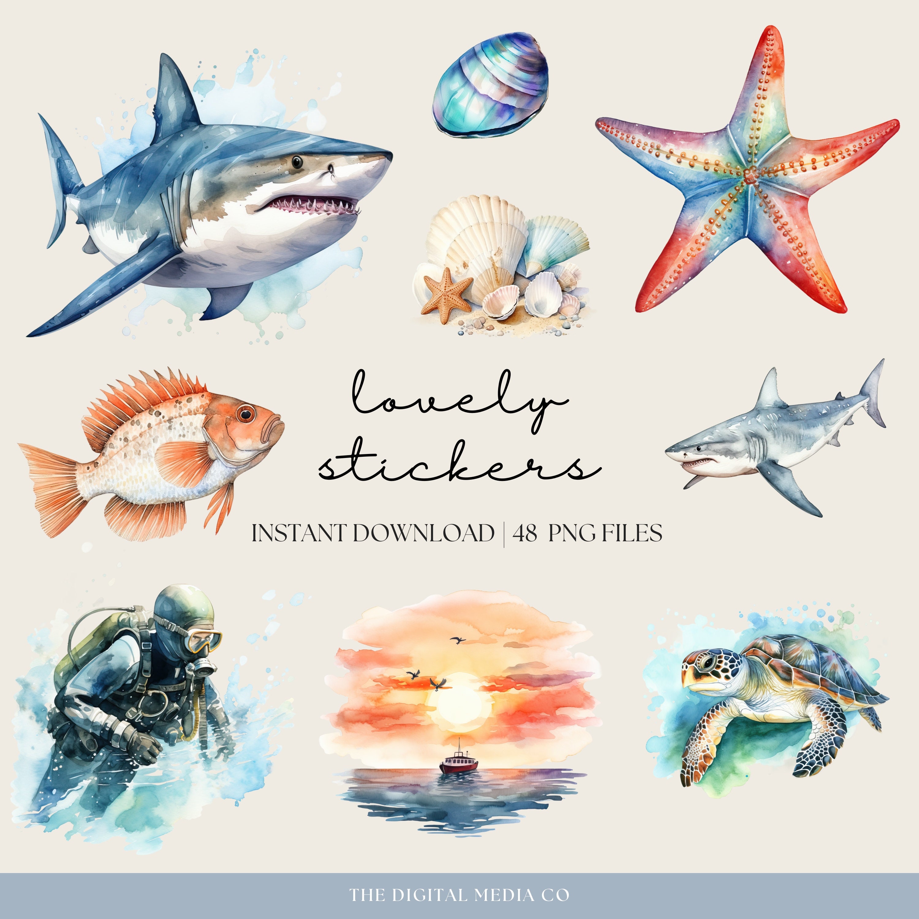 Scuba Diving Digital Stickers, Goodnotes Planner Stickers, Diver ...