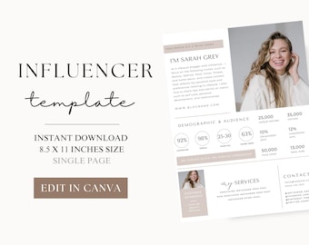 Modèle de kit média d'influence Canva, Modèle de kit média Canva, Kit média Canva, Kit média de créateur de contenu, Modèles de marketing d'influence