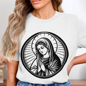 Virgin Mary SVG, Mother Mary Vector, Madonna Clipart, Catholic Religious, Christian Illustration, Digital Download, Cricut, Silhouette