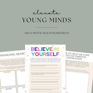 Mental Health Activities for Children, Kids Mental Health Printables, Editable Young Learners Worksheets Bundle, Therapist Work Sheets image 5