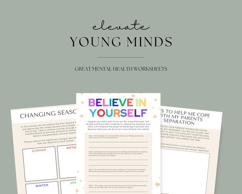 Mental Health Activities for Children, Kids Mental Health Printables, Editable Young Learners Worksheets Bundle, Therapist Work Sheets image 5