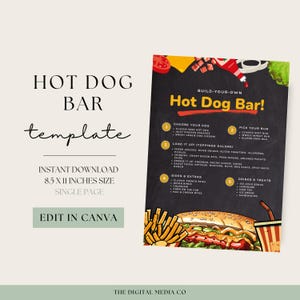 Modelo de Menu de Cachorro-Quente | Download Instantâneo em PDF | Download Digital | Menu para Impressão | Pacote de Menu de Comida Editável | Capa de Menu de Restaurante
