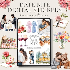 Date Nite Digital Journal Stickers, Romance Sticker Collection, Lover Goodnotes Sticker Set, Valentines Stickers, Couple Planner Stickers