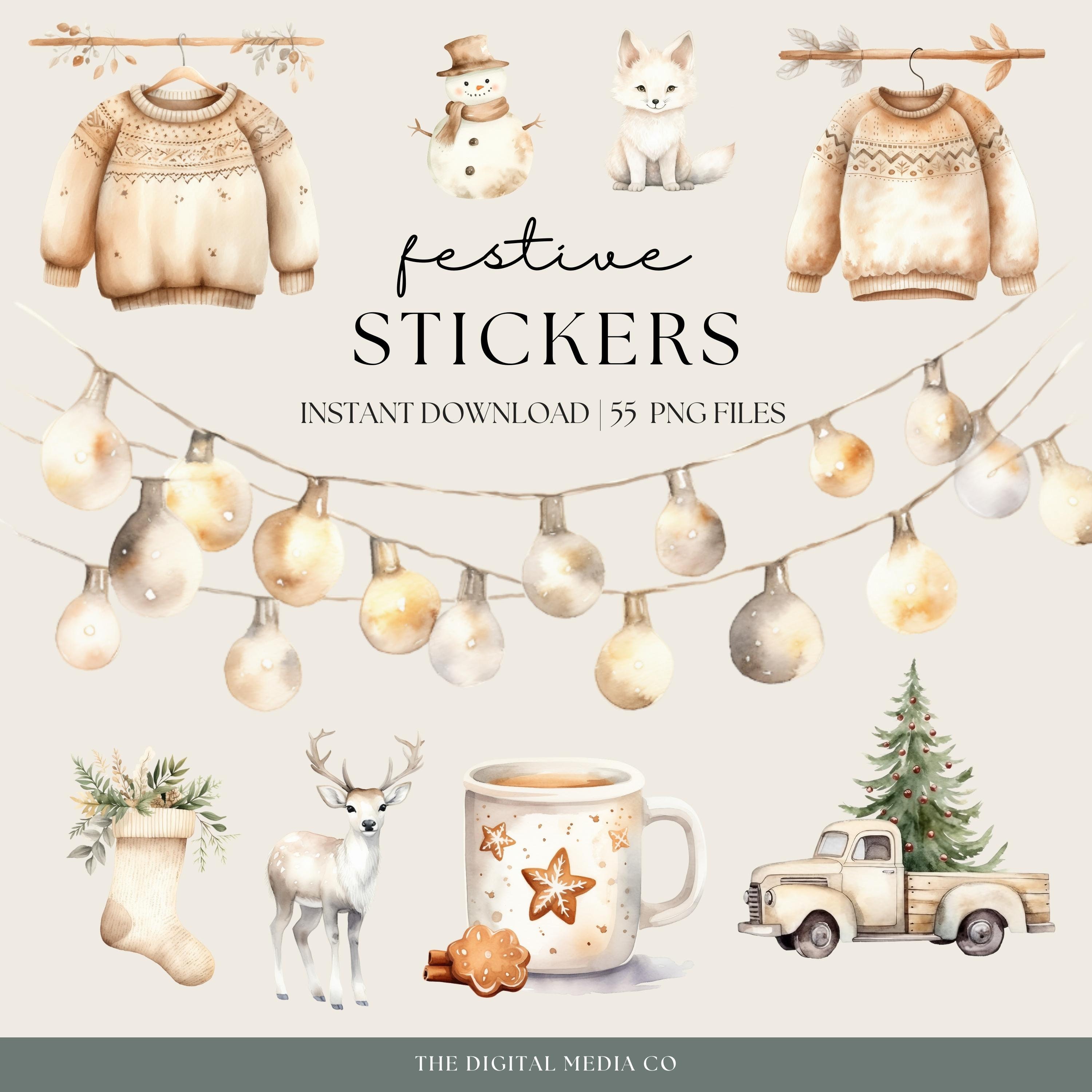White Christmas Digital Planner Stickers | Digital Sticker Book ...